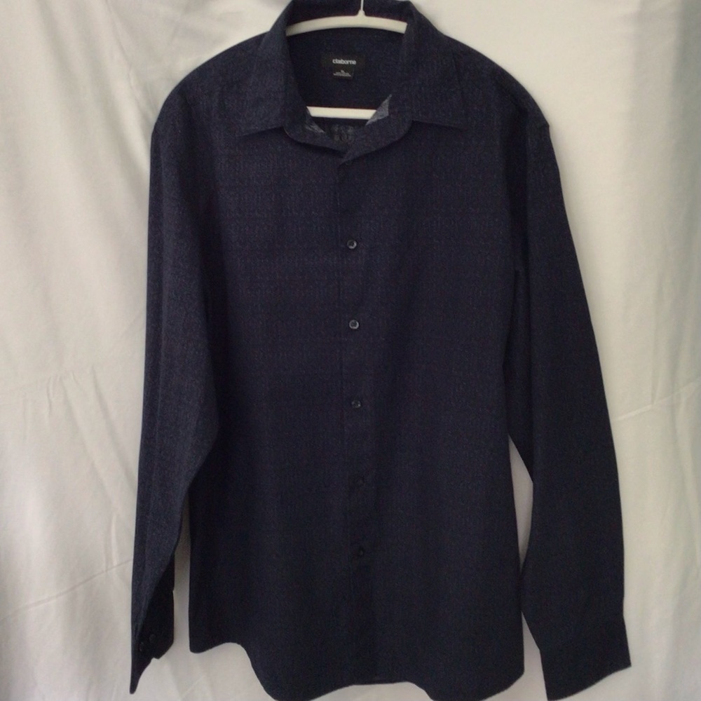 Claiborne Blue Collared Button Down Cotton Shirt Size XL